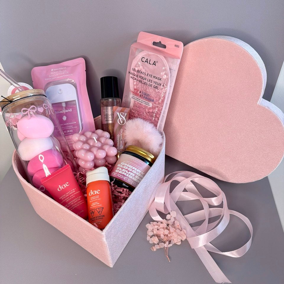 Luxury Self-Care Gift Basket | Heart Keepsake Box, Relaxation Pamper Set