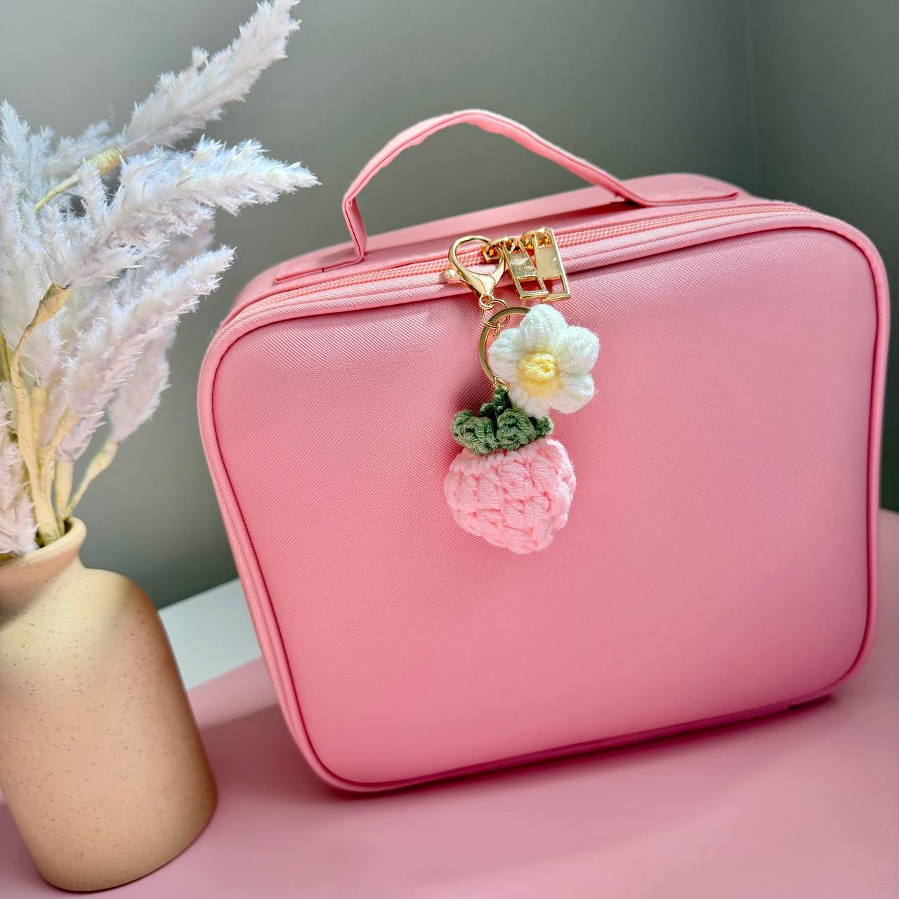 FREE Crochet Keychain Gift with Luxe Makeup Organizer, LED Mirror & Brush Bag